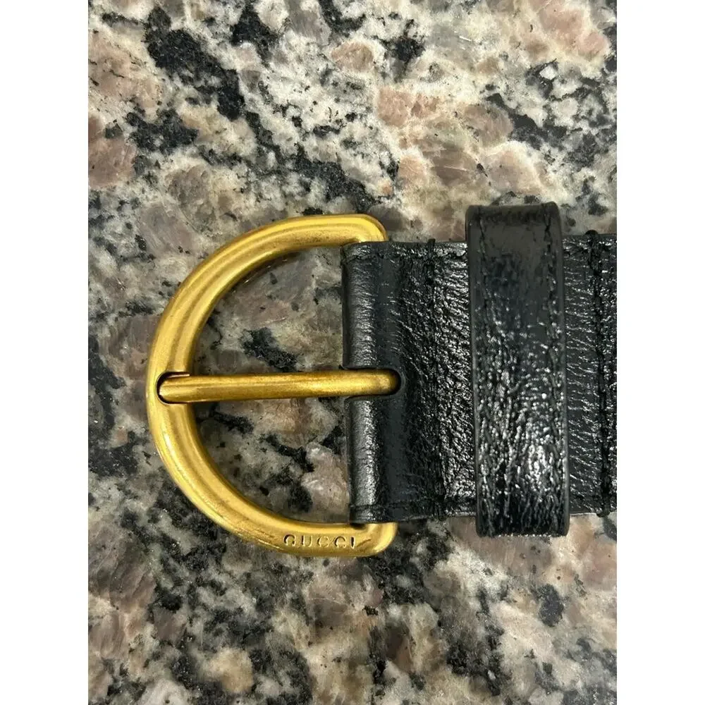Gucci Black Grained Leather Logo Buckle Belt SPB-SAL (346976)